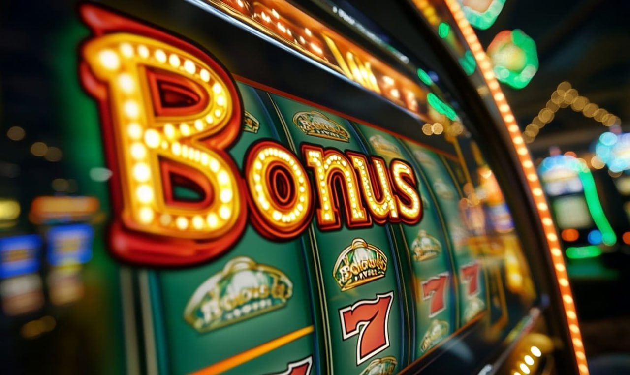 Pemandangan kasino modern dengan pencahayaan neon dan kasino online
